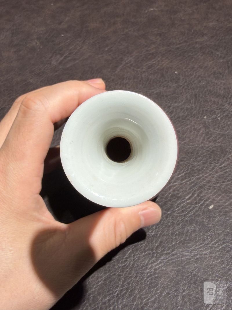 清康熙 胭脂水地素三彩冠上加冠玉壶春瓶 - 图10